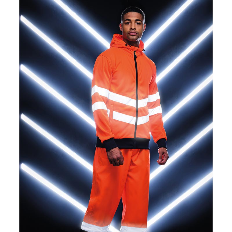 Hi-vis pro full-zip hoodie - Orange/ Navy S